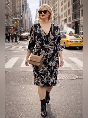 🌸Ricki’s beautiful floral wrap dress, 3/4 length sleeves, knee length.